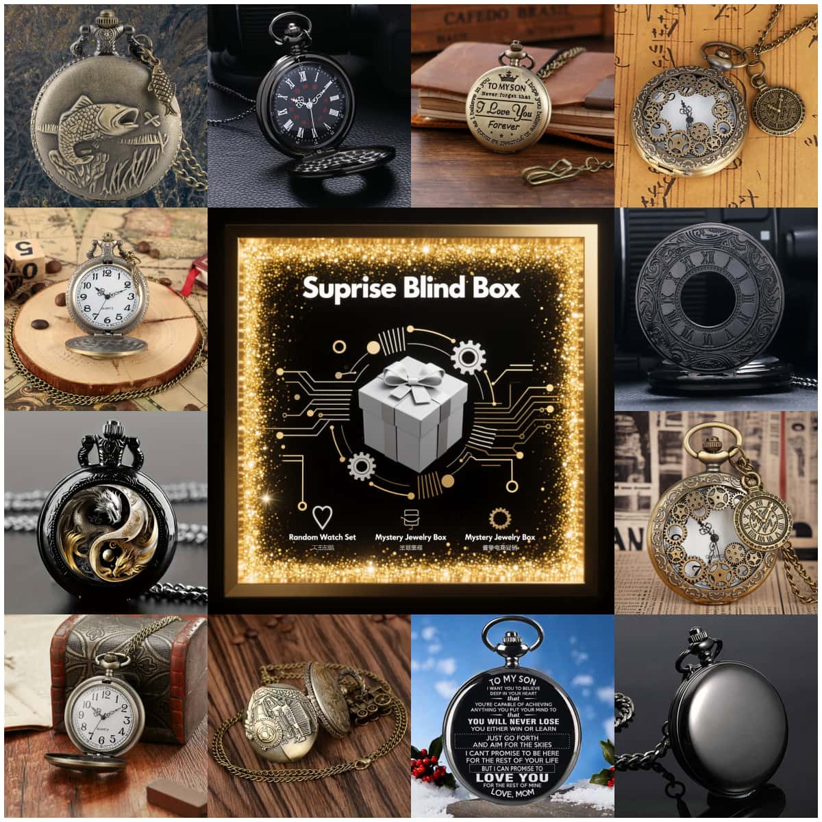 Vintage Fashion Mens - 1PC Kotak Misteri Jam Tangan Kejutan
