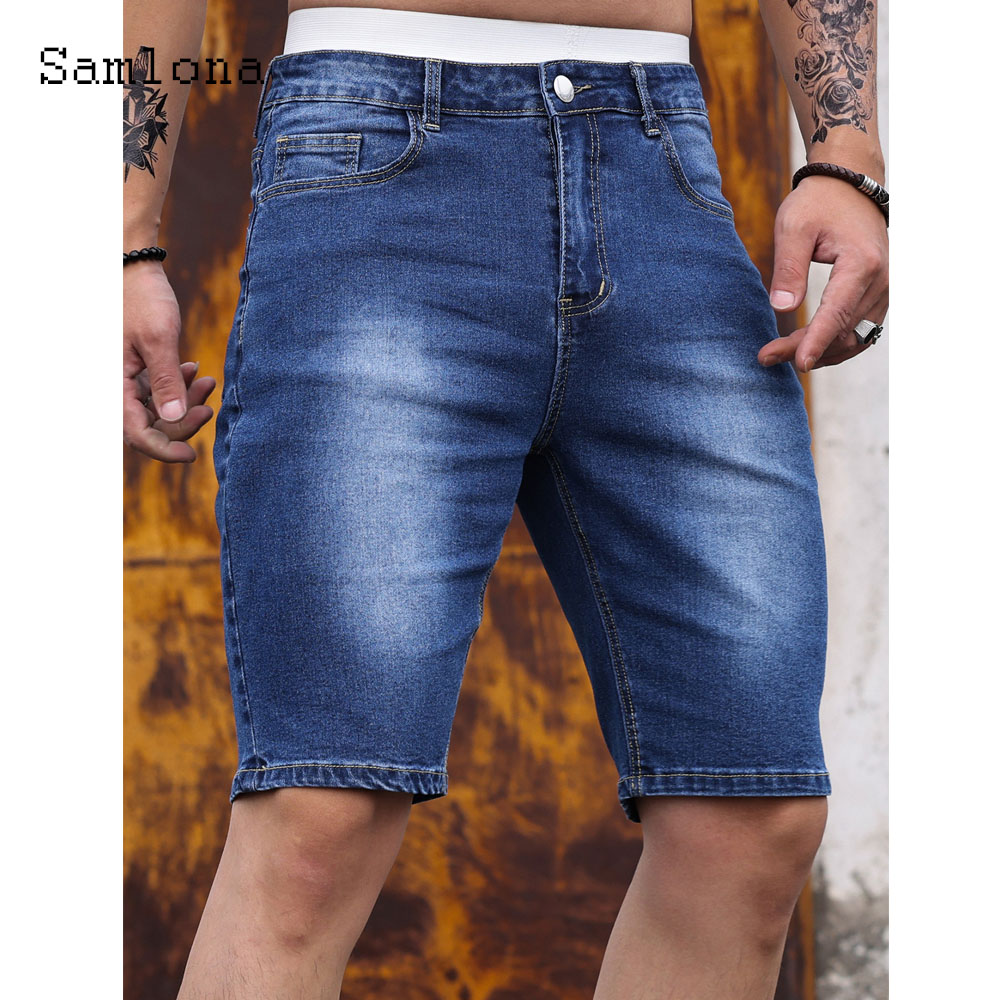 Vintage Fashion Shop - Celana pendek Denim perca untuk pria,