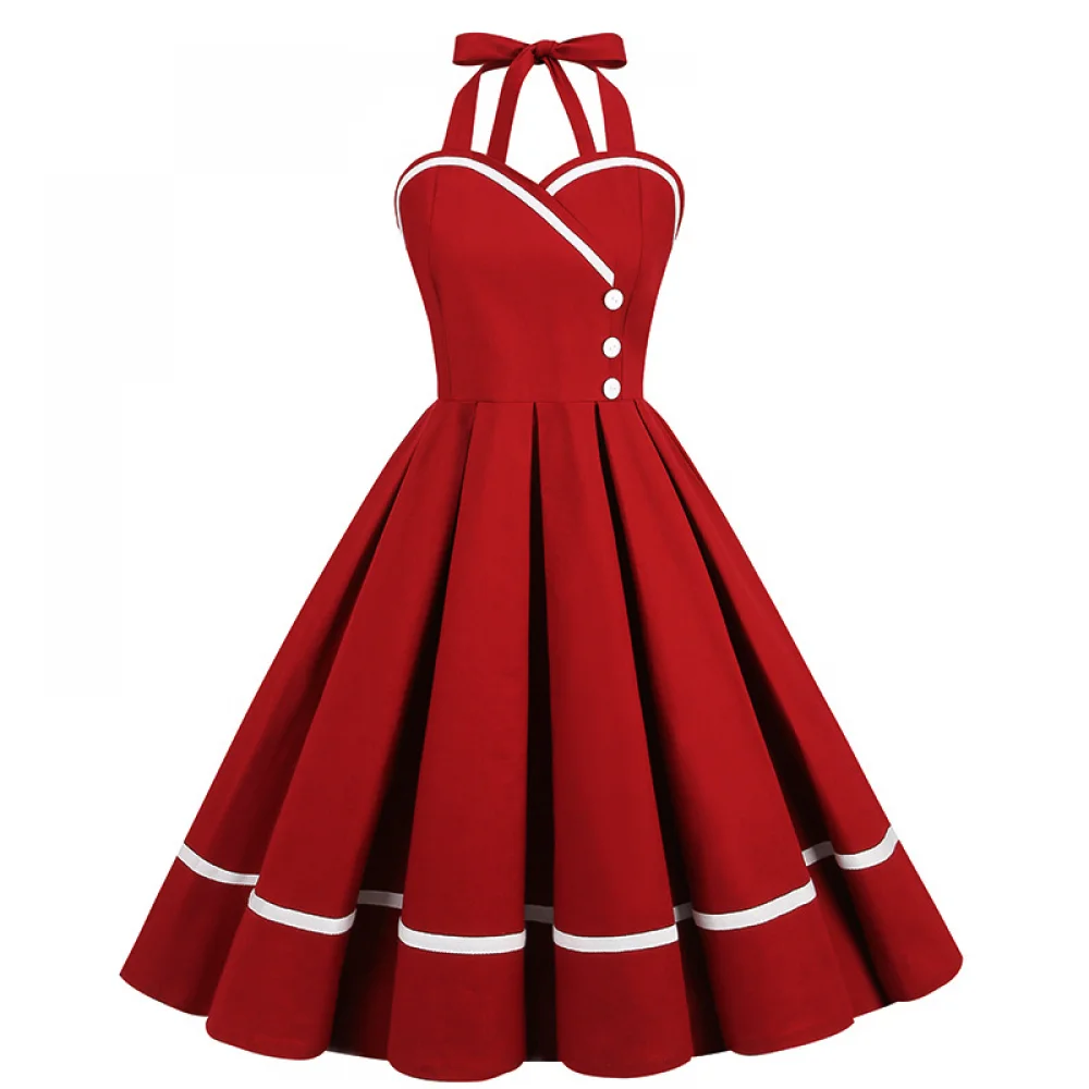 Vintage Fashion Female - Gaun Retro Halloween 50S 60S 80S