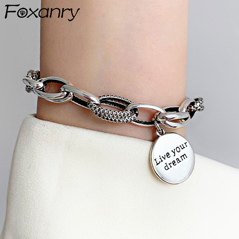 Vintage Fashion Tags - Foxanry gelang bandul rantai tebal warna