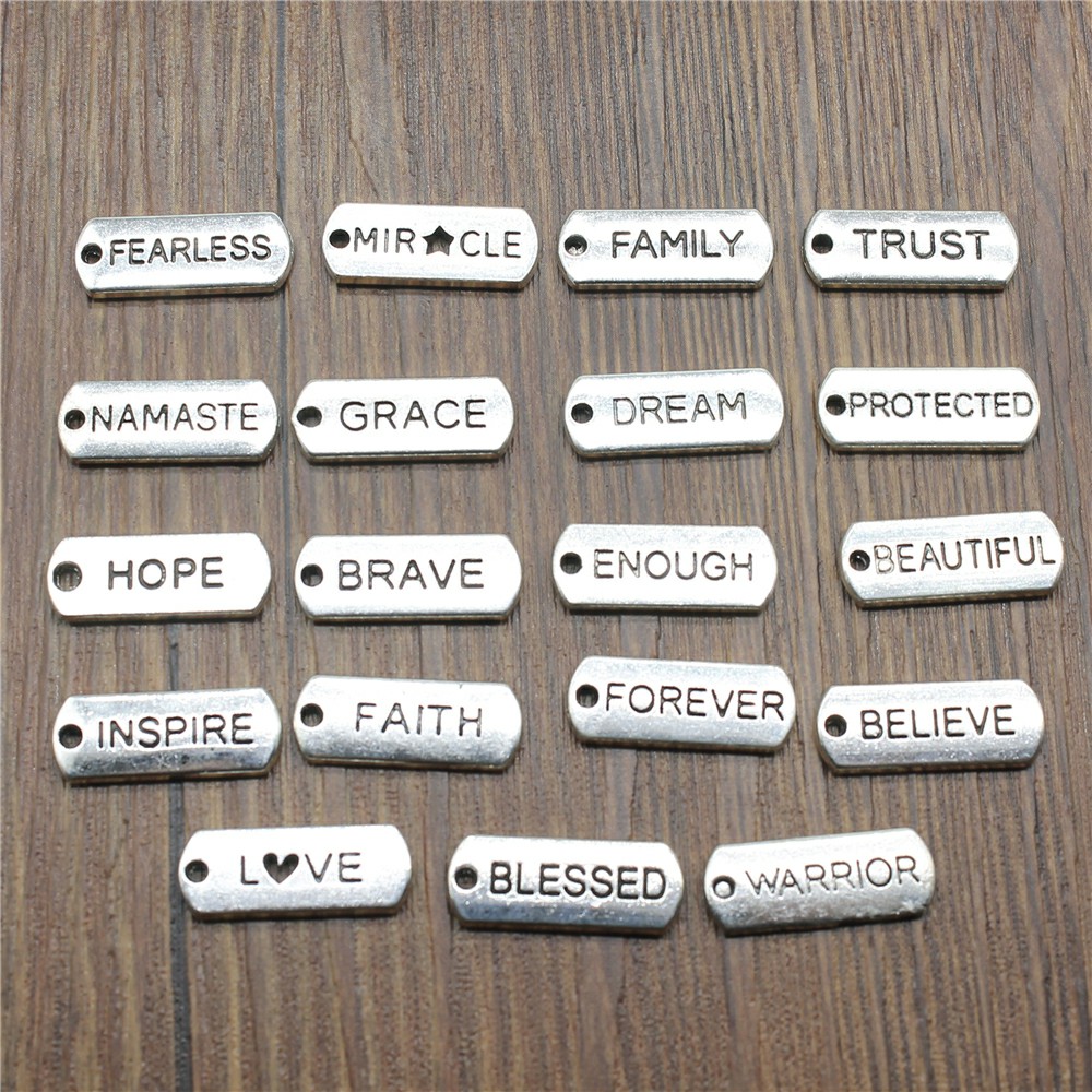 Vintage Fashion Tags - 10Pcs Word Kategori Liontin Warna Perak