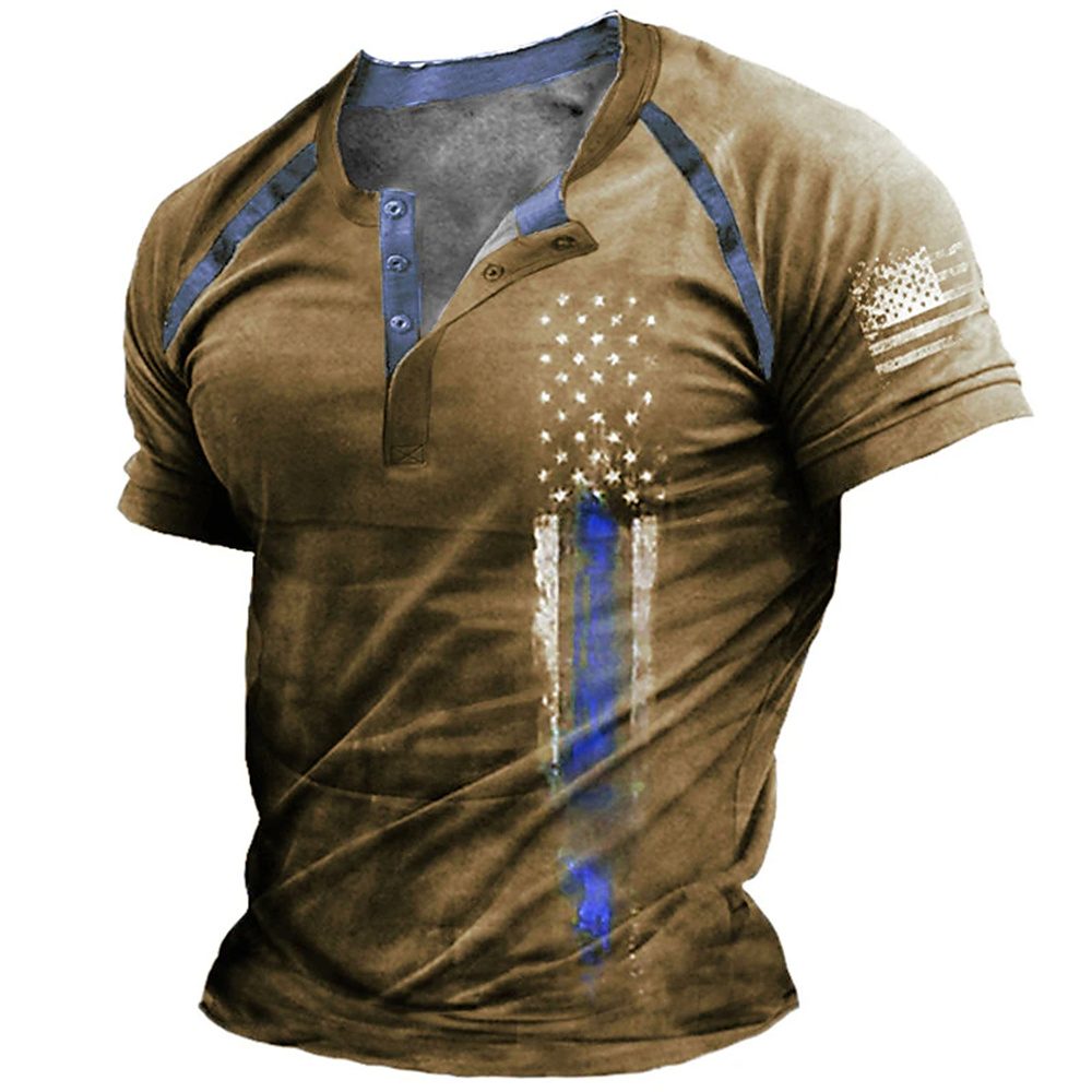 Vintage Fashion Mens - Kaos Henry Pria Motif Bendera Amerika
