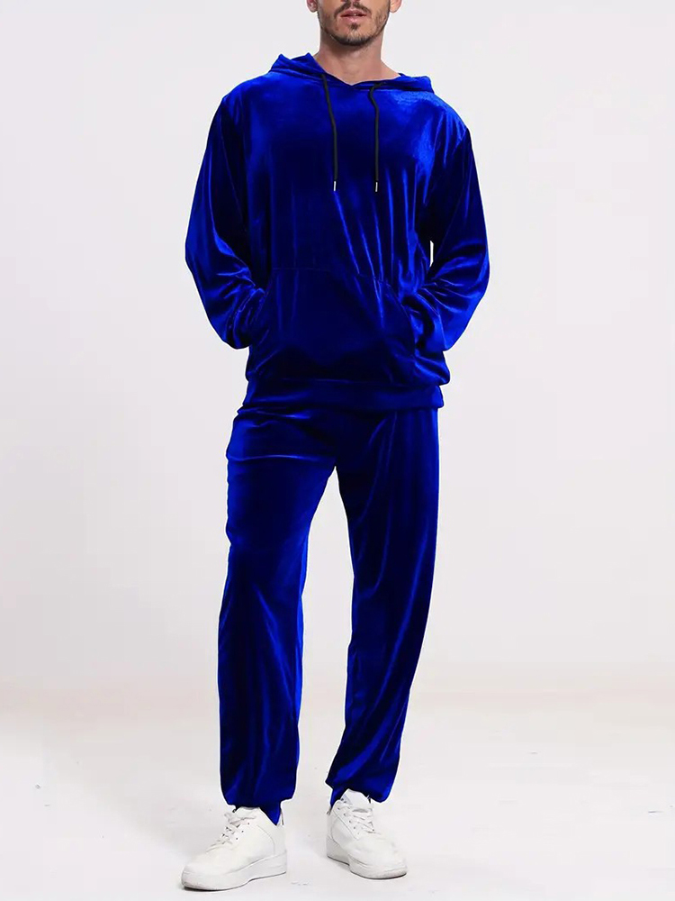Vintage Fashion Mens - Setelan Dua Potong Beludru Warna Solid