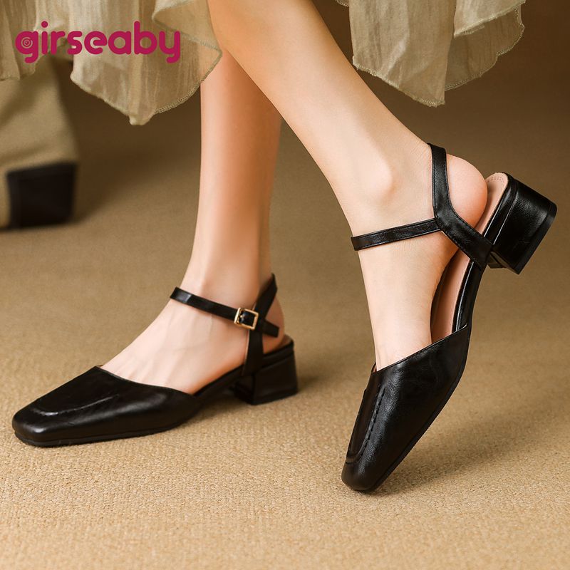 Vintage Fashion Female - Girseaby 2025 Sandal Wanita Ujung Persegi