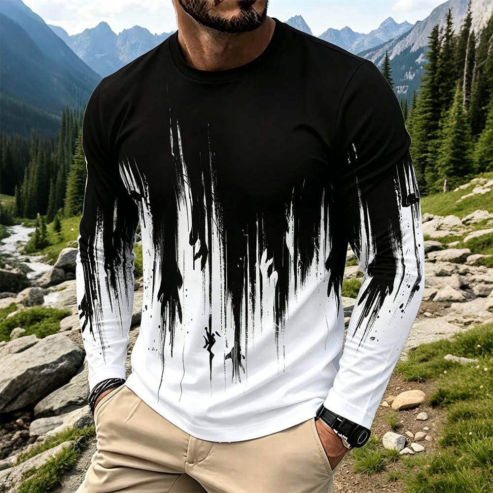 Vintage Fashion Streetwear - Kaos Lengan Panjang Pria Motif Tinta