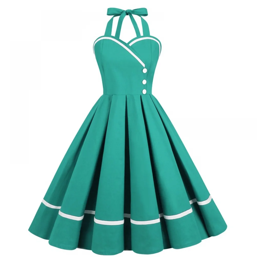 Gaun Retro Halloween 50S 60S 8 - Vintage Fashion Female ulasan dan harga