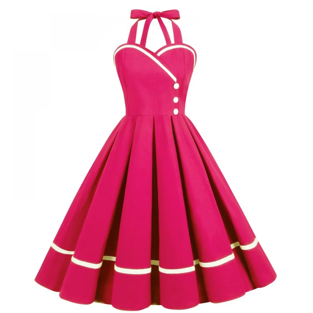 Gaun Retro Halloween 50S 60S 8 - Vintage Fashion Female ulasan dan harga
