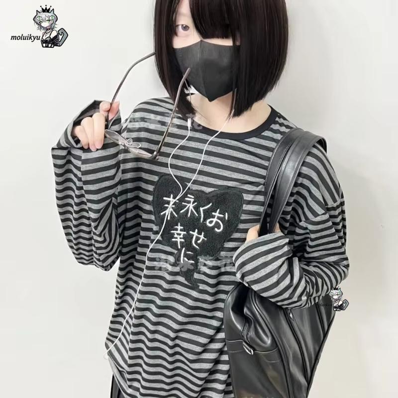 Kaos Lengan Panjang Kerah O Vi - Vintage Fashion Y2K ulasan dan harga