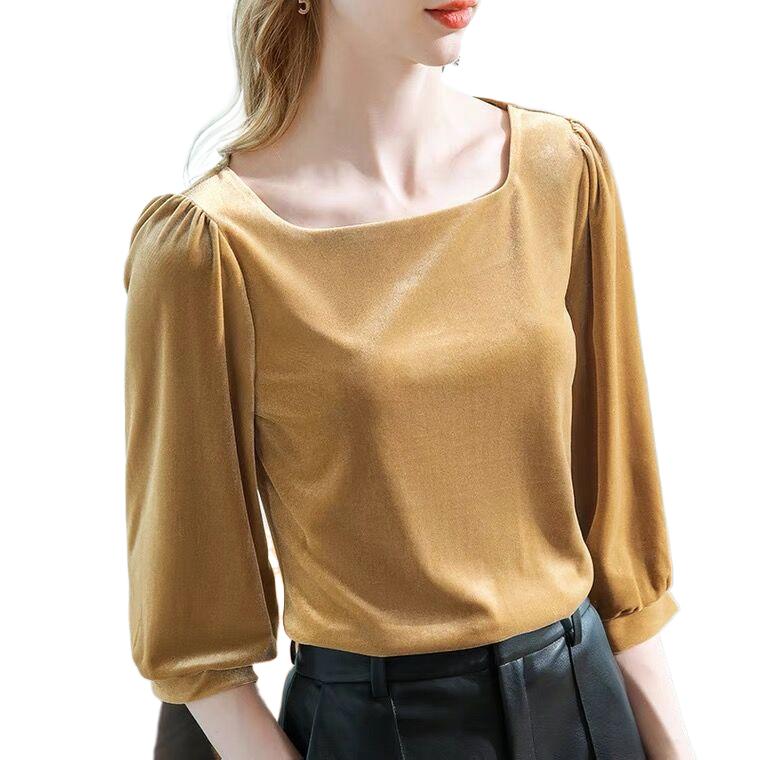 Kemeja beludru kerah persegi v - Vintage Fashion Y2K ulasan dan harga