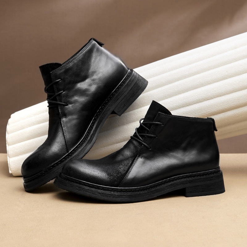 Sepatu Bot Kulit Asli Pria Vin - Vintage Fashion Mens ulasan dan harga