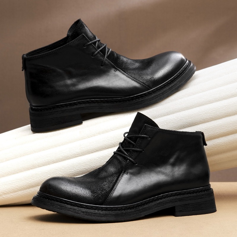 Sepatu Bot Kulit Asli Pria Vin - Vintage Fashion Mens ulasan dan harga