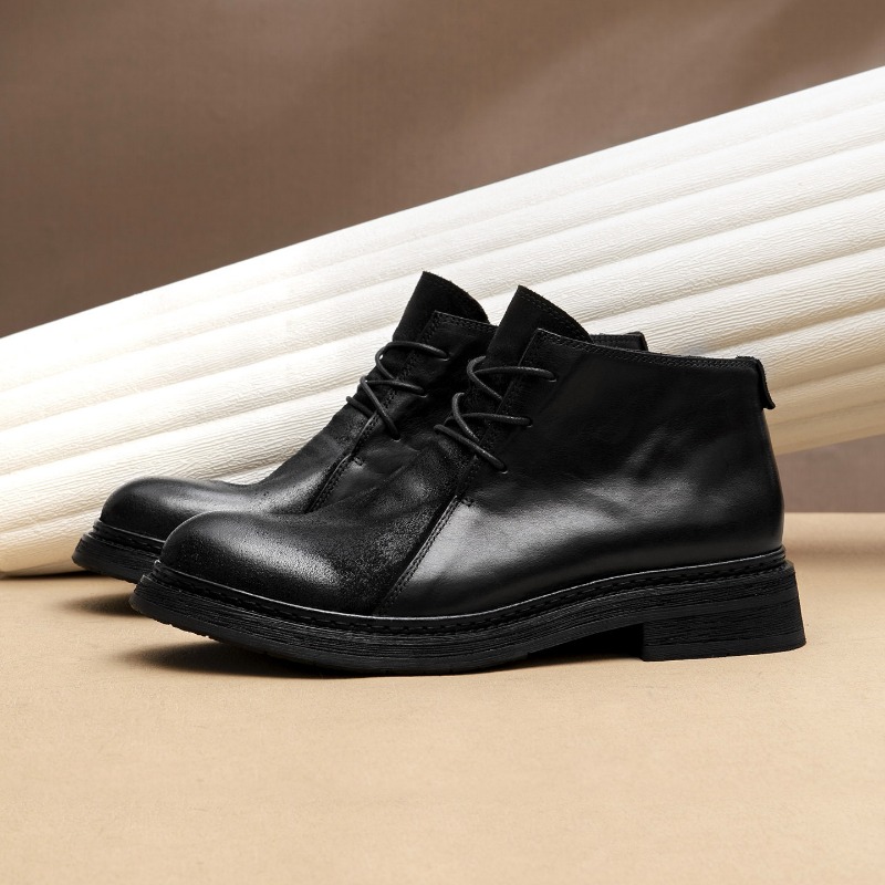 Sepatu Bot Kulit Asli Pria Vin - Vintage Fashion Mens ulasan dan harga