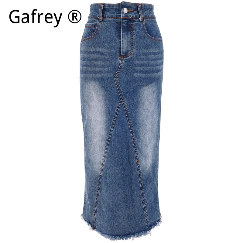 Rok Midi Denim Wanita Pinggang - Vintage Fashion Streetwear ulasan dan harga
