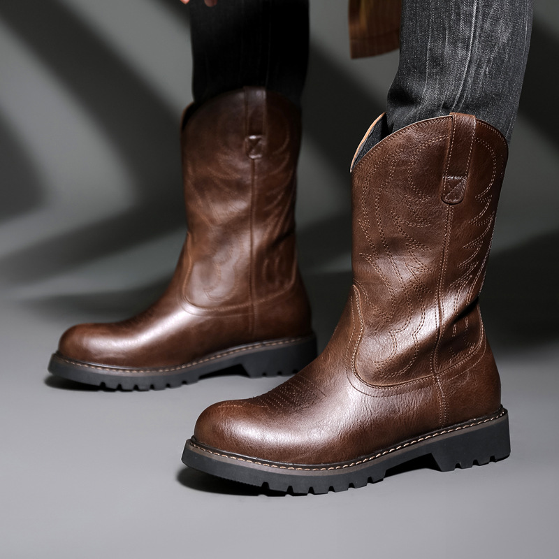 Sepatu Bot Koboi Pria Fashion  - Vintage Fashion Mens ulasan dan harga