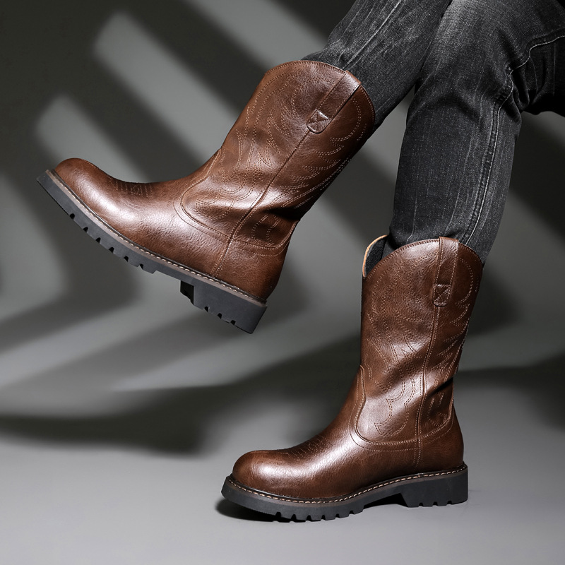 Sepatu Bot Koboi Pria Fashion  - Vintage Fashion Mens ulasan dan harga