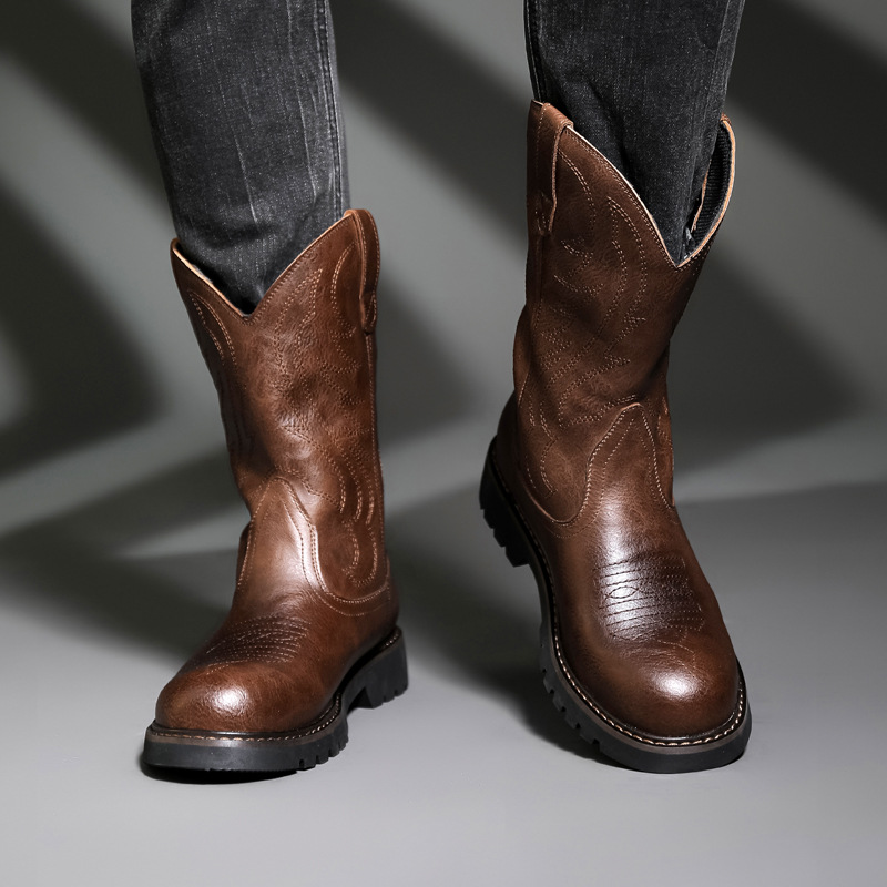 Sepatu Bot Koboi Pria Fashion  - Vintage Fashion Mens ulasan dan harga