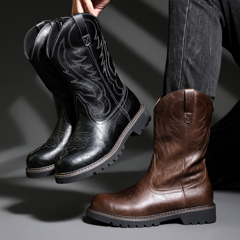 Sepatu Bot Koboi Pria Fashion  - Vintage Fashion Mens ulasan dan harga