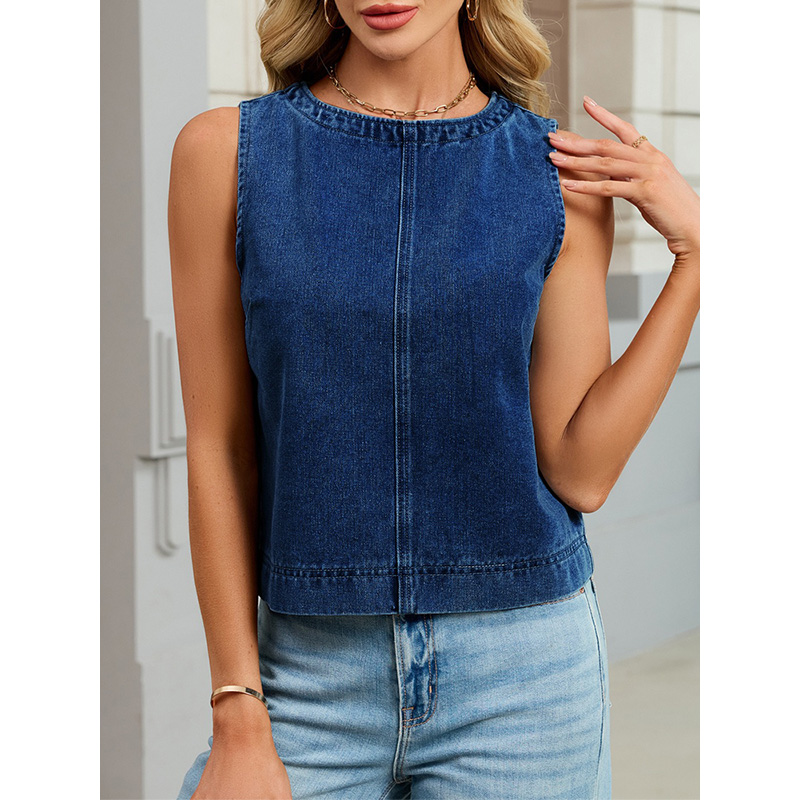 Benuynffy Rompi Denim Leher Bu - Vintage Fashion Female ulasan dan harga