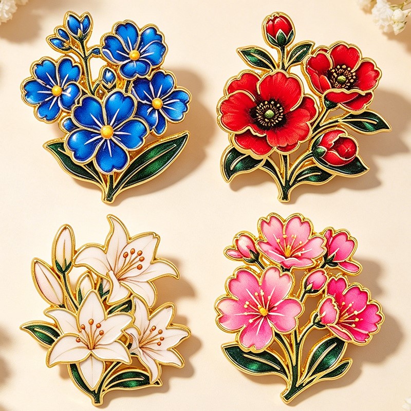 Pin Enamel Bunga Vintage Warna - Vintage Fashion Stores ulasan dan harga