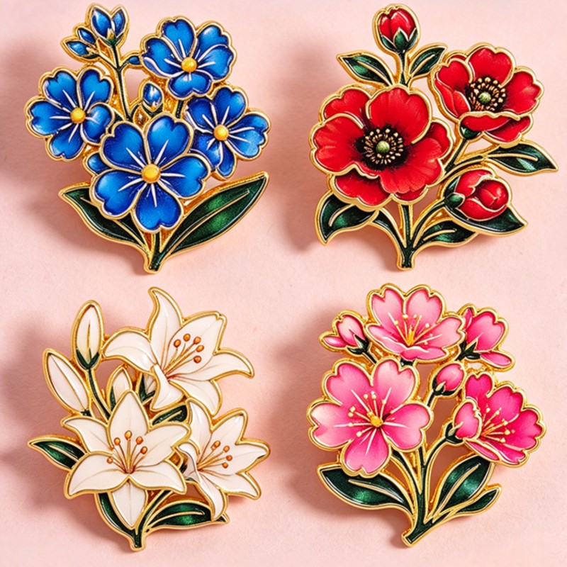 Pin Enamel Bunga Vintage Warna - Vintage Fashion Stores ulasan dan harga