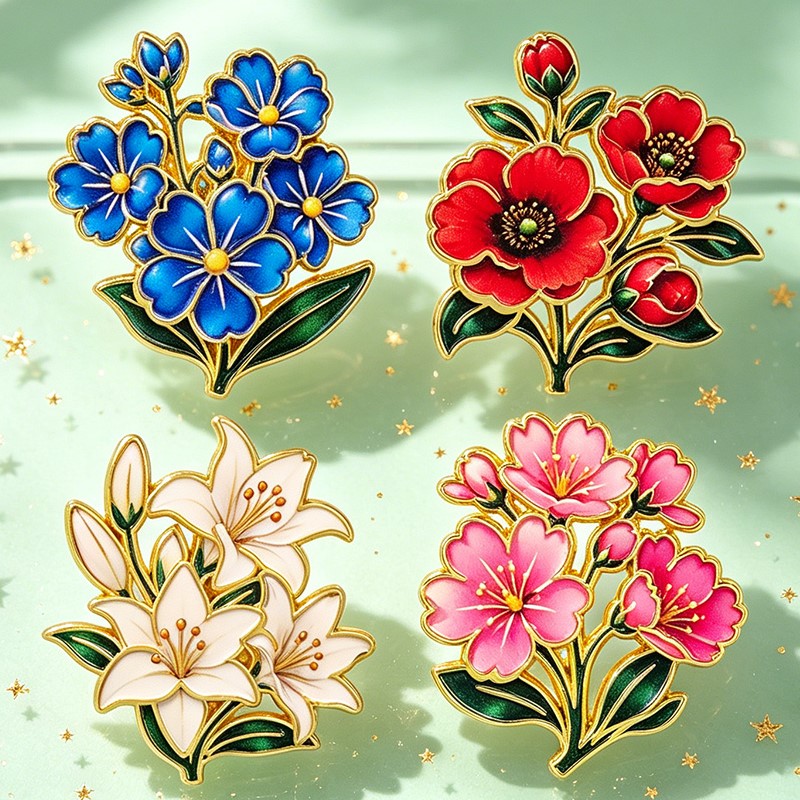 Pin Enamel Bunga Vintage Warna - Vintage Fashion Stores ulasan dan harga