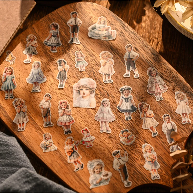 50pcs Stiker Boneka Kertas Vin - Vintage Fashion Dolls ulasan dan harga